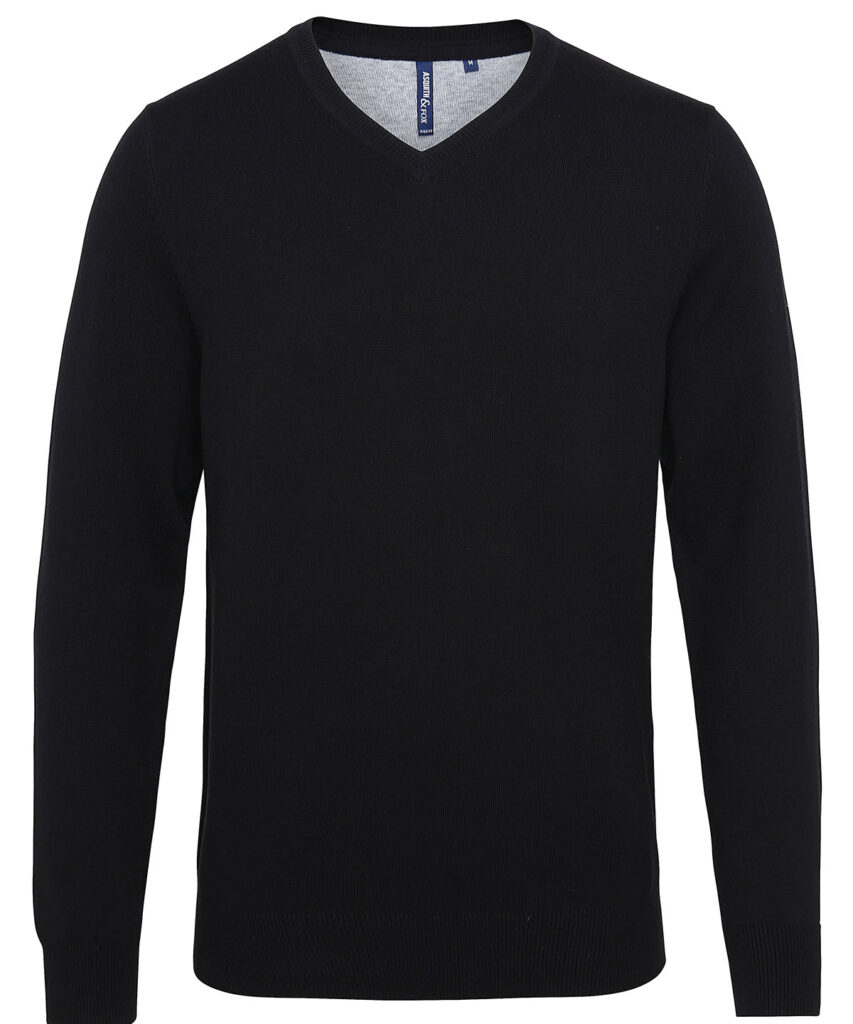 Asquith & Fox Cotton Blend V Neck Sweater with logo – ACE