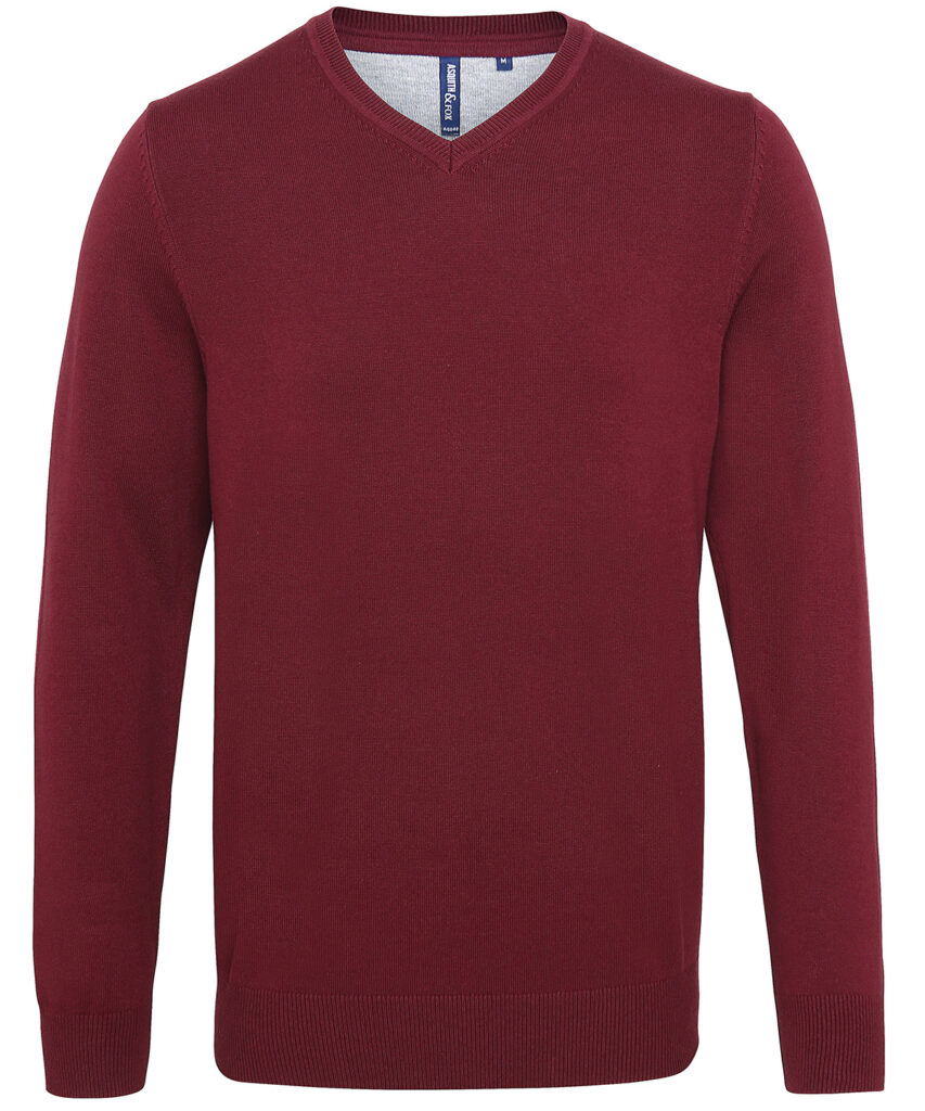 Asquith & Fox Cotton Blend V Neck Sweater with logo – ACE